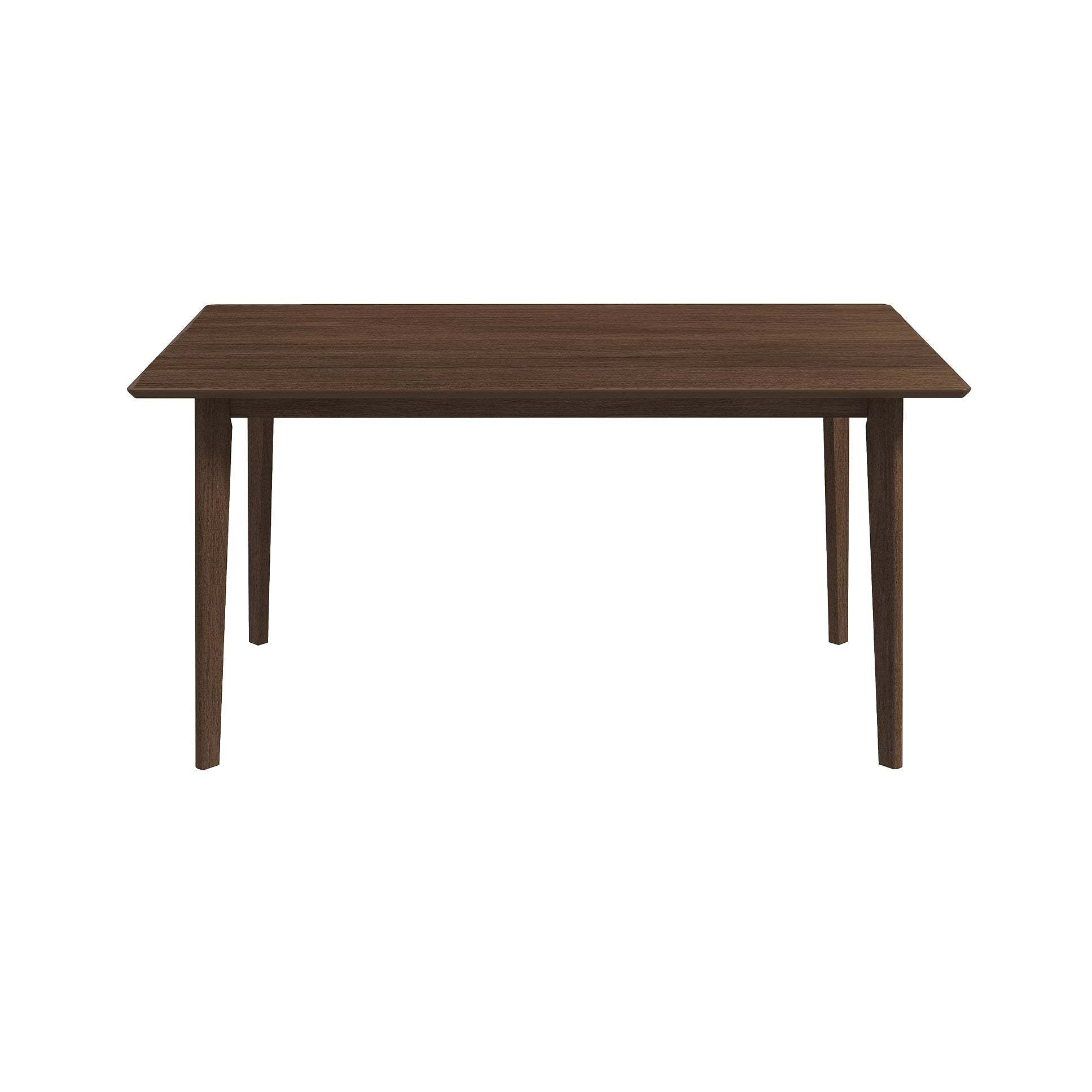 Carlos Mid-Century Modern Solid Wood Dining Table with Beveled Edges in Brown