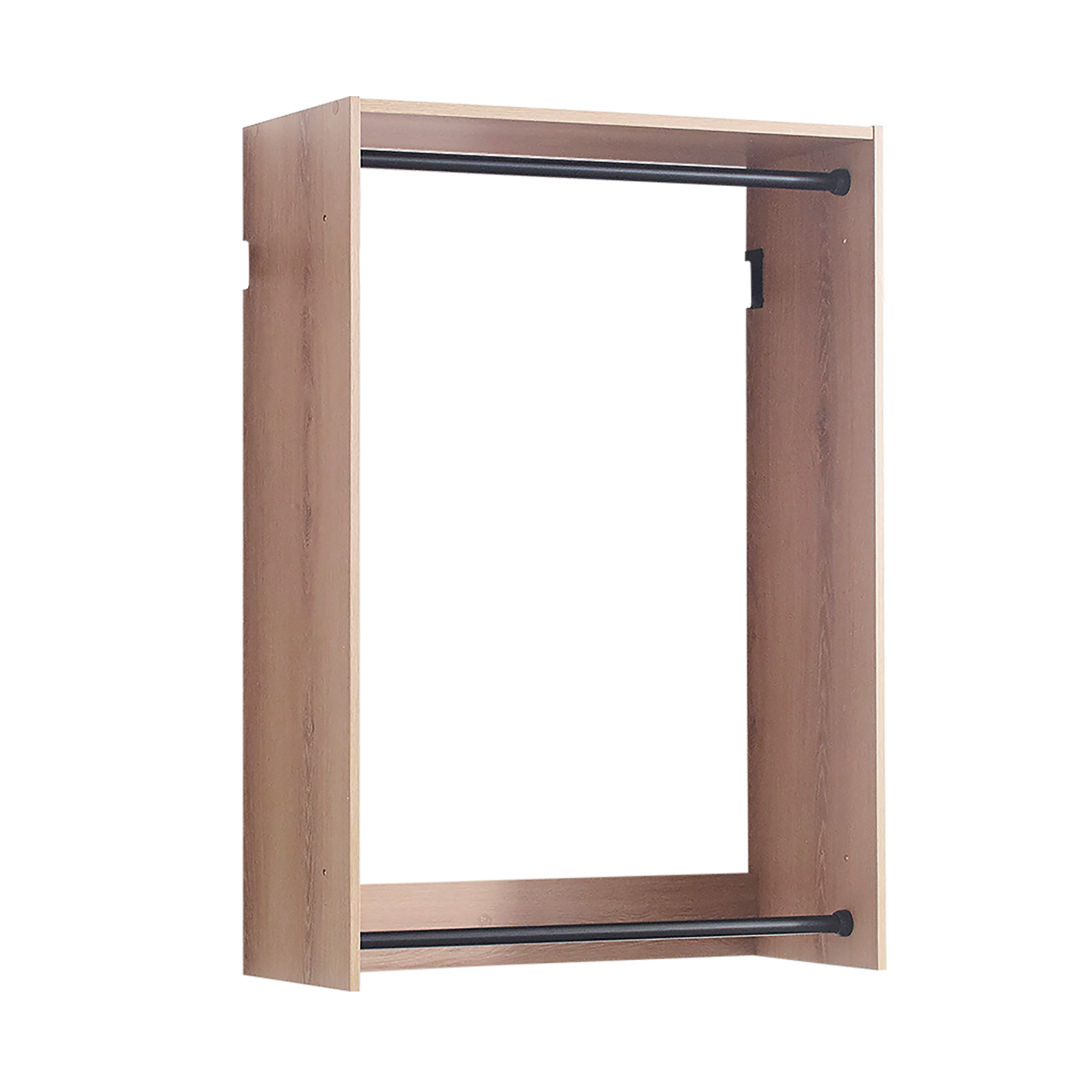 Devi Oak Wall Mounted Wood Closet System with Modular Units and Warm Finish