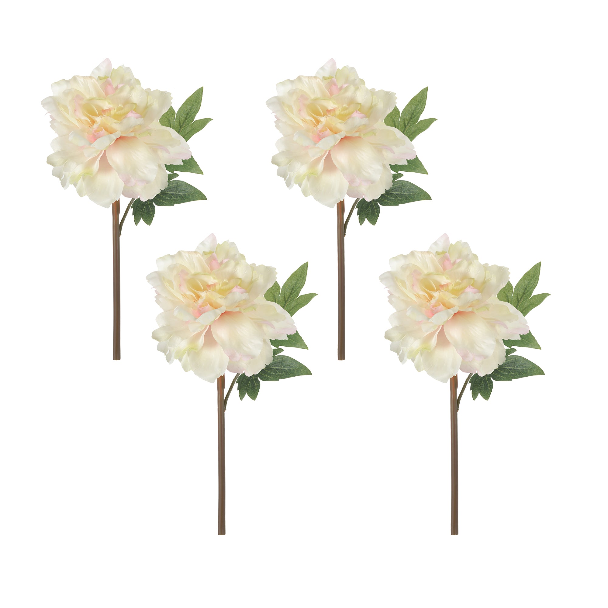 Almost Real 14' Peony - White with Pink, 4 Pack
