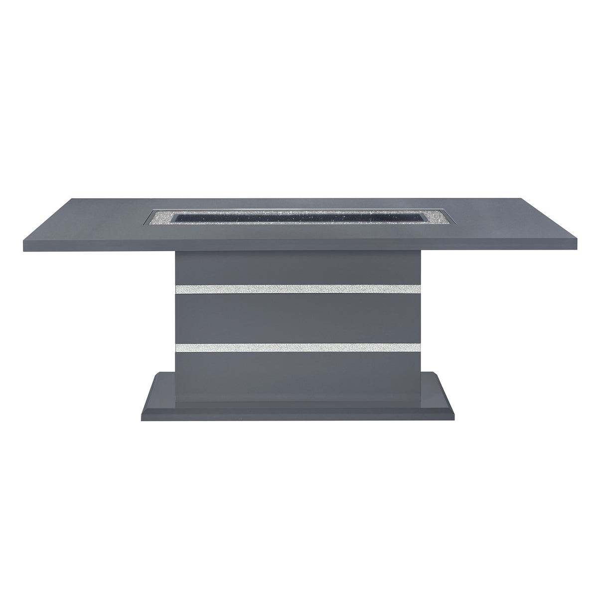 ARIYA Dark Grey Dining Table with MDF, Glass, and Acrylic Construction, 79x39 inches