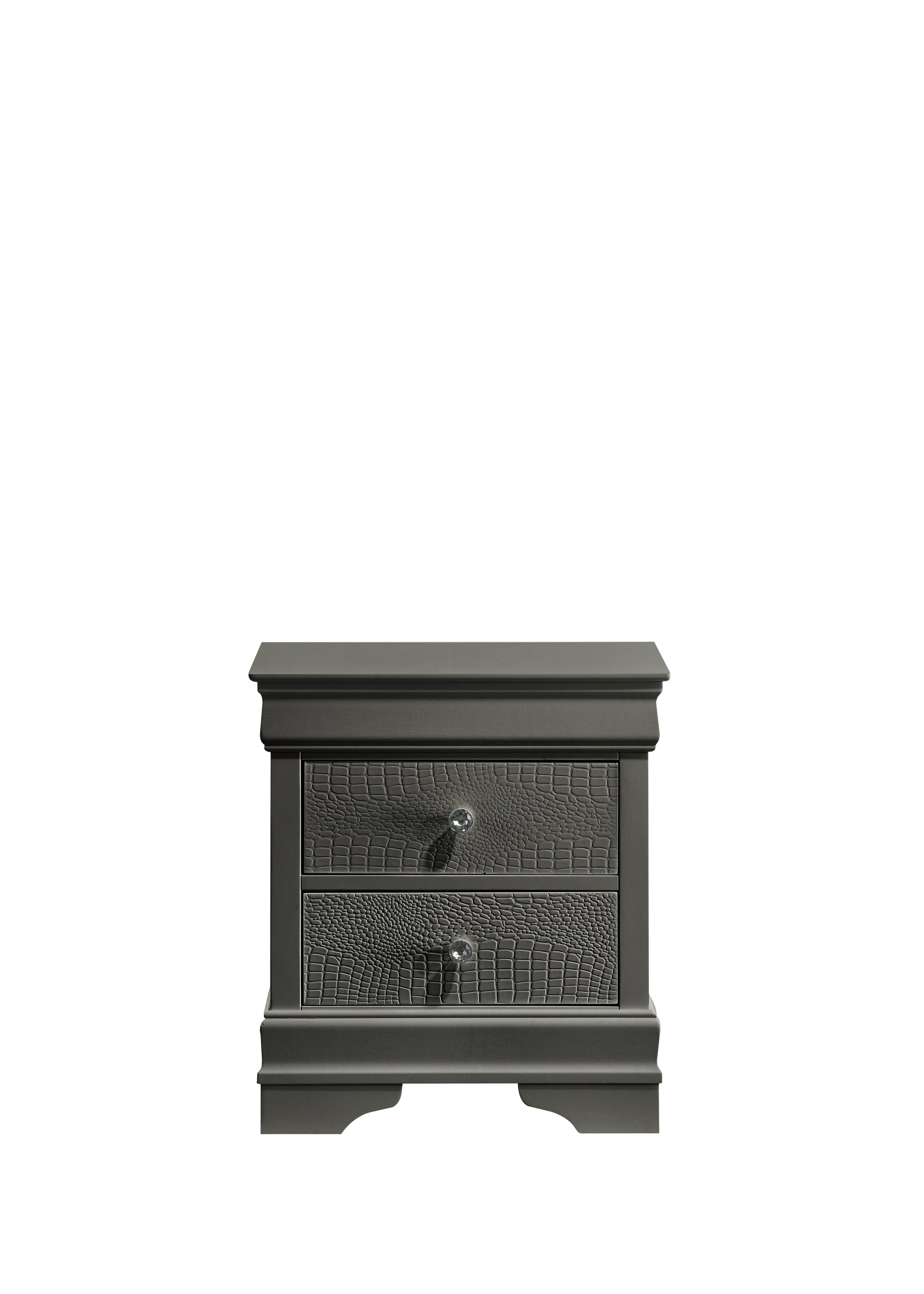 Blaze Modern Style 2-Drawer Night stand Made with Wood in Metallic Gray same as B009P286644 (CA inventory)