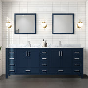 Navy Blue Double Bath Vanity 84 in. W x 22 in. D, with Carrara Marble Top