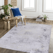 MAVAL Gold Washable Rug 5x8 Area Rug (Gray+Gold, 5' x 8')