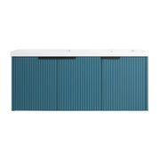Contemporary 48' Wall Mounted Bathroom Vanity with Resin Double Sink, Lake Blue, Plywood