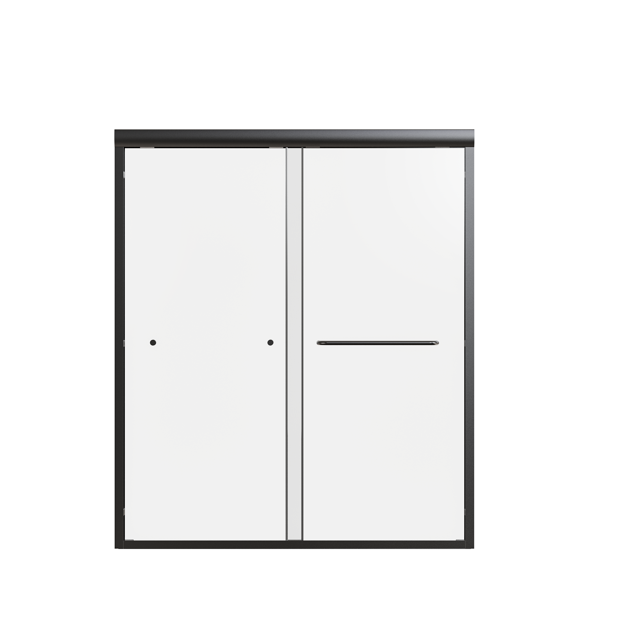 Matte Black Semi-Frameless Double Sliding Shower Door with 1/4' Thick SGCC Tempered Glass, 56'-60'W x 70'H