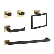 5-Piece SUS304 Bathroom Set: Towel Bar + Ring + Hooks + TP Holder, Brushed Finish