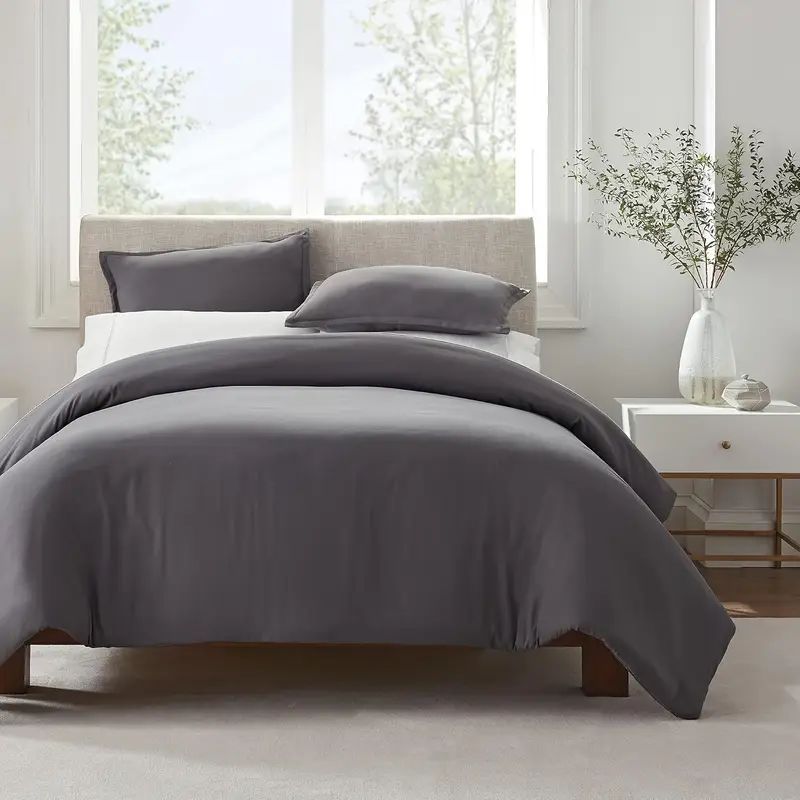 Serta Simply Clean Pleated Duvet cover Grey Queen