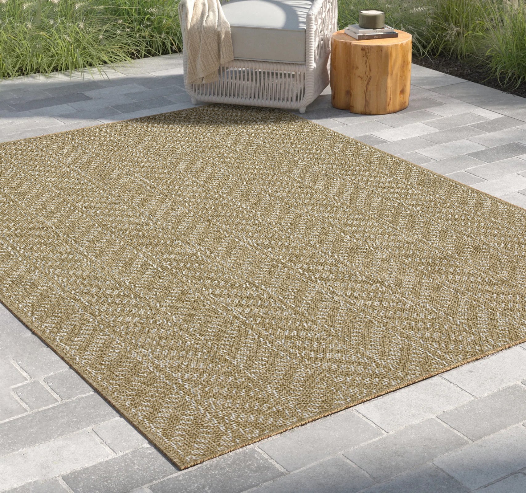 Earth GC_NTL1014 Jute/White 7 ft. 10 in. x 10 ft. 3 in. Indoor/Outdoor Area Rug