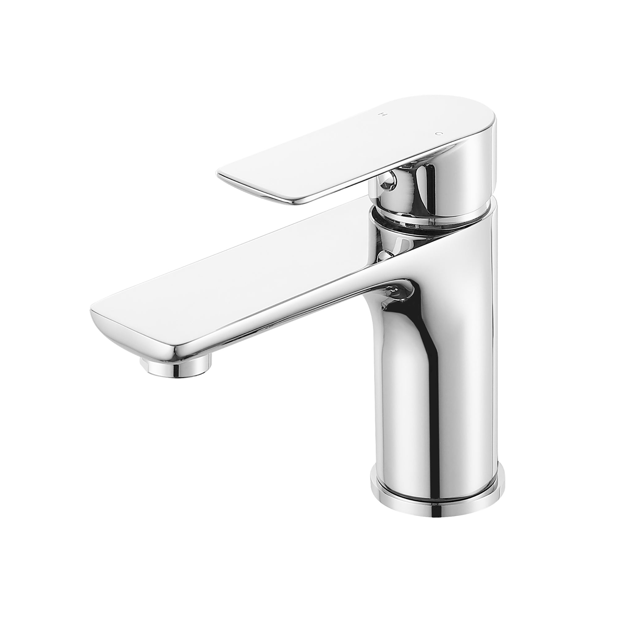 Chrome Single Handle Lavatory Basin Sink Faucet - Brass Bathroom Faucet with Hot and Cold Water Control
