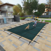 Swimming Pool Safety Cover, Fits 30x50ft Rectangular underground and Inground Swimming Pools, Triple Stitched High Strength Mesh PP Abrasion Resistant  Installation Hardware Included,Green Mesh
