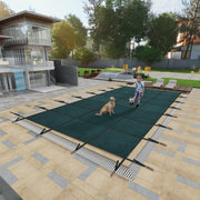 Swimming Pool Safety Cover, Fits 20x40ft Rectangular underground and Inground Swimming Pools, Triple Stitched High Strength Mesh PP Abrasion Resistant  Installation Hardware Included,Green Mesh