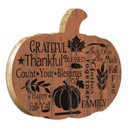 'Grateful' By Artisan Linda Spivey Printed on Wooden Pumpkin Wall Art