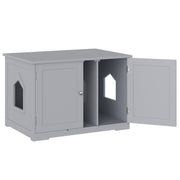 PawHut Modern Cat Litter Box Enclosure with Adjustable Partition for Customizable Space, Cat Washroom End Table for Indoor Cats with Hidden Storage Cabinet Space, Dark Gray
