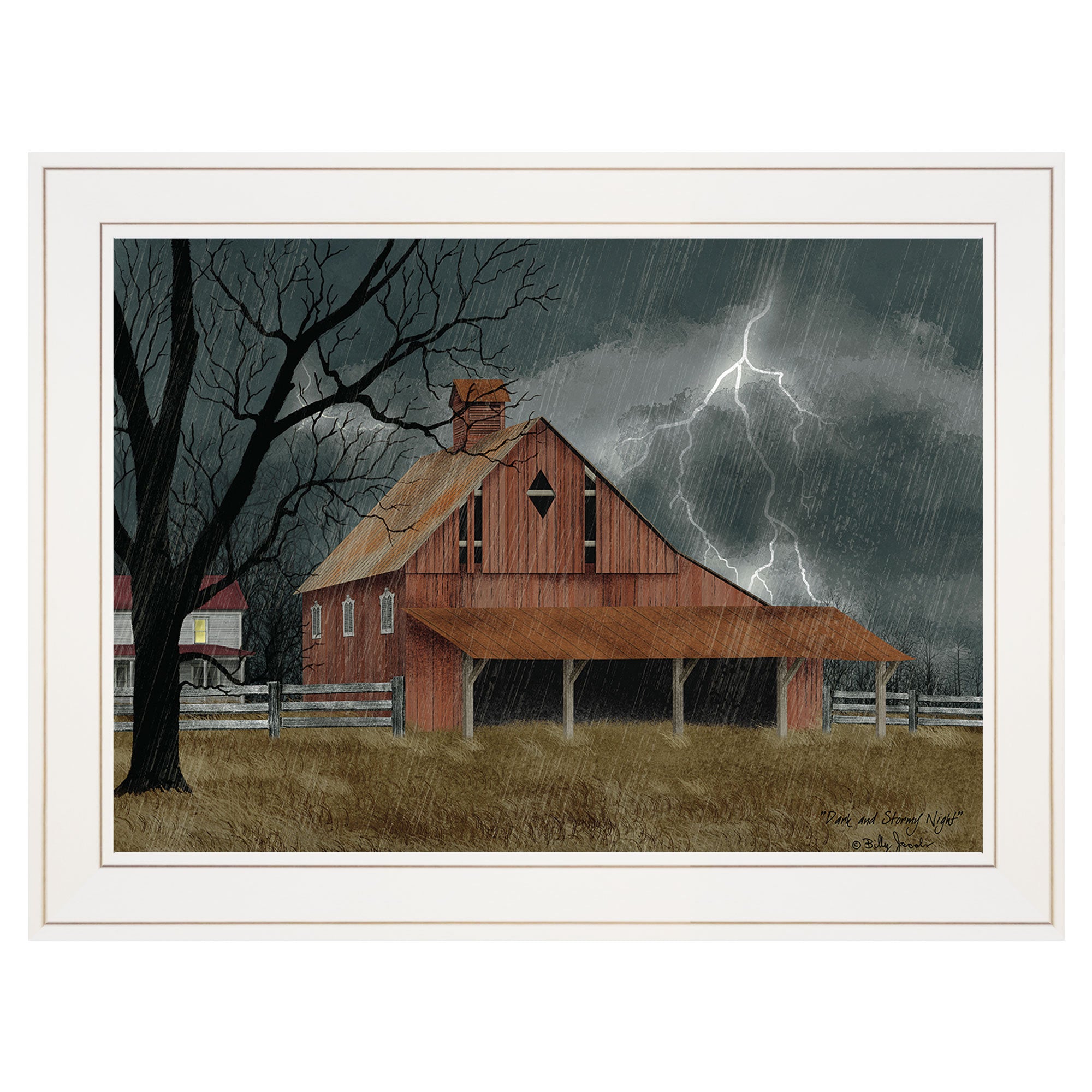 'Dark and Stormy Night' By Billy Jacobs, Ready to Hang Framed Print, White Frame