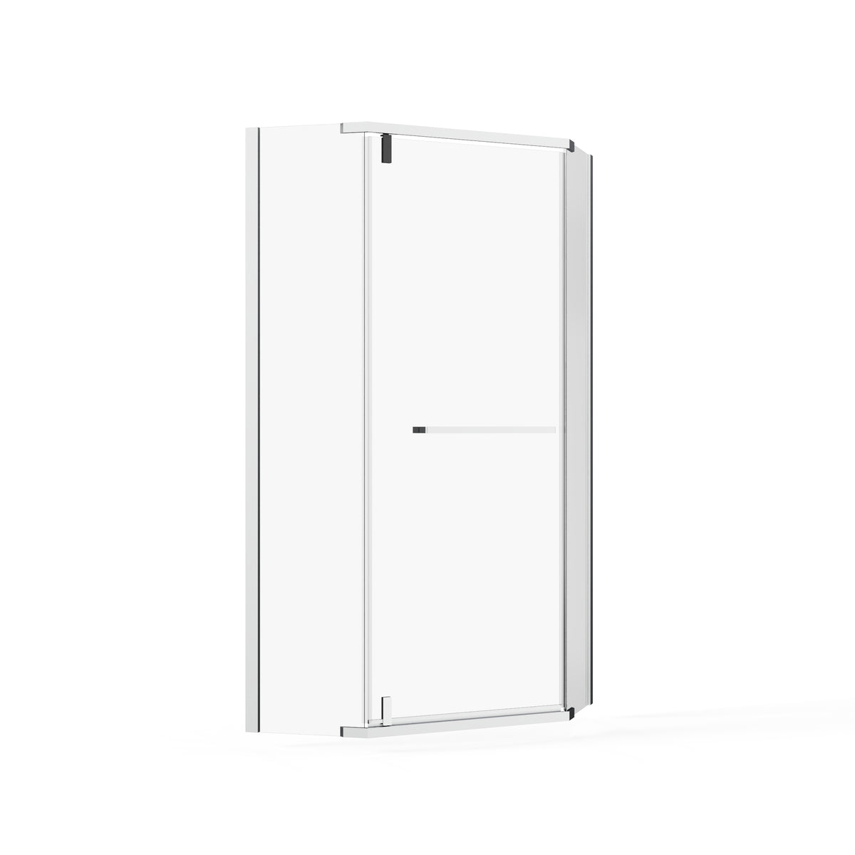 Goodyo Neo-Angle Frameless Shower Door with Clear SGCC Tempered Glass and Chrome Finish, 36x36x72 Inches