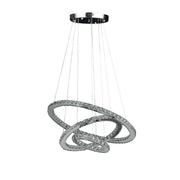 11.8' To 47.2' In Adjustable Height Else Medium Triple Hoop Modern Crystal Stainless Pure White Color Led Remote Control Dimmer Chandelier