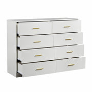 Modern White 8-Drawer Dresser - Ample Storage Wide Chest in Engineered Wood