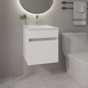 FM FURNITURE  Belle Bathroom Floating Vanity with Sink, 1 Door, White