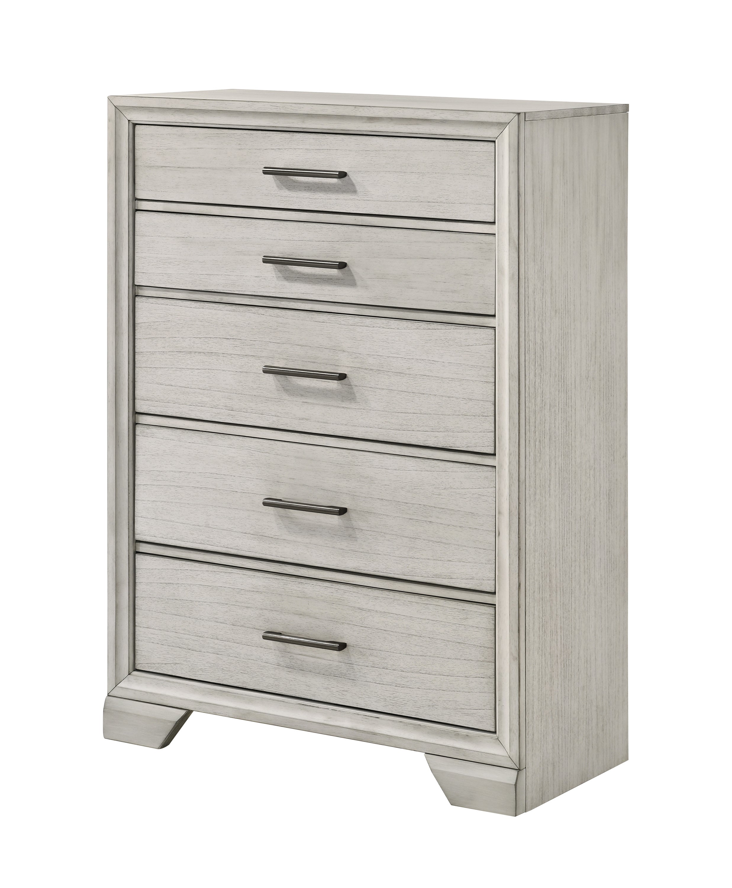 1pc Contemporary Style Storage Drawers Chest Bedroom Solid Wood Wooden Furniture White Mist Finish
