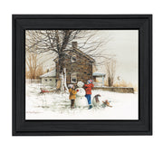 'The Joy of Snow' By John Rossini, Printed Wall Art, Ready To Hang Framed Poster, Black Frame