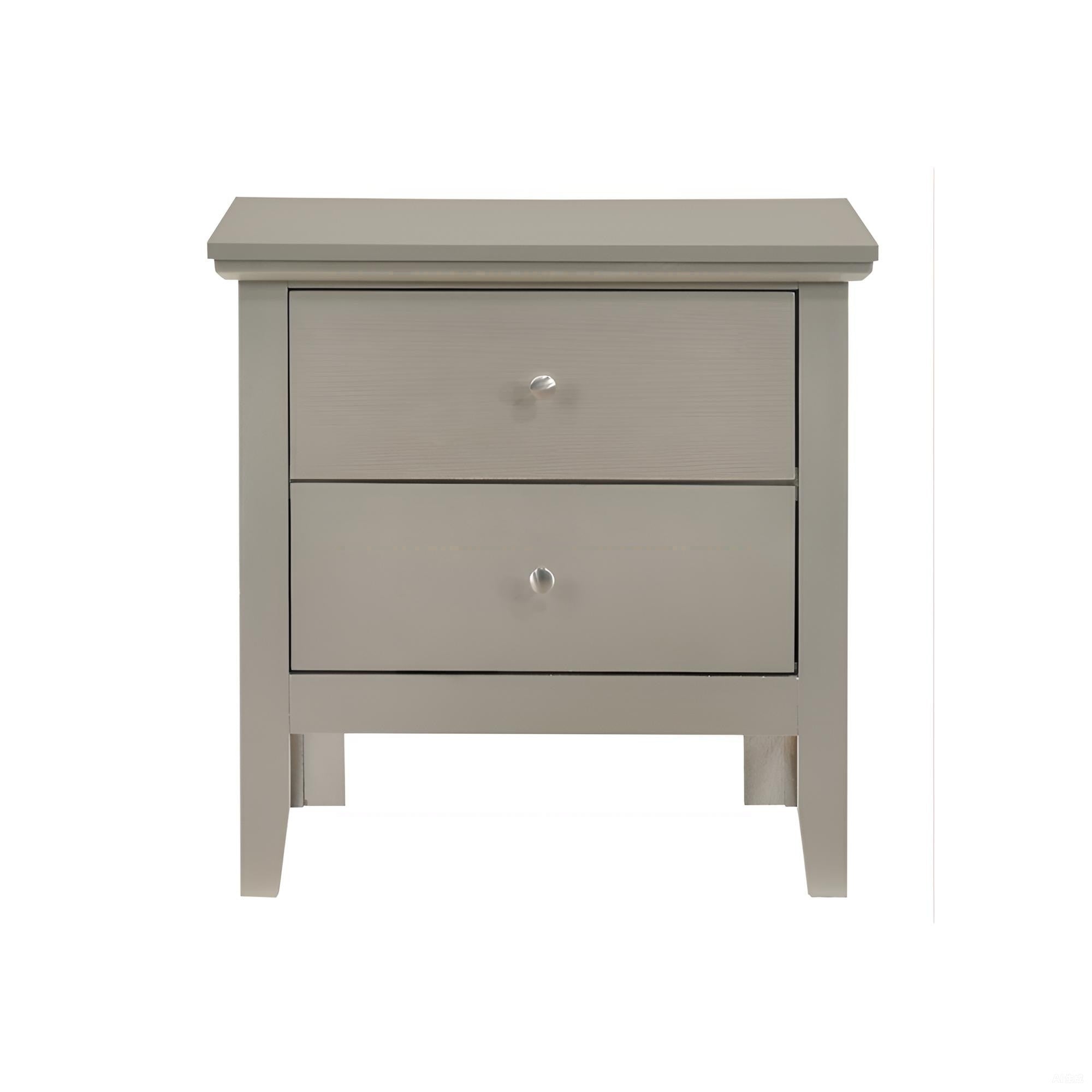 Elegant Silver Champagne Nightstand with Convenient Storage and Smooth Finish