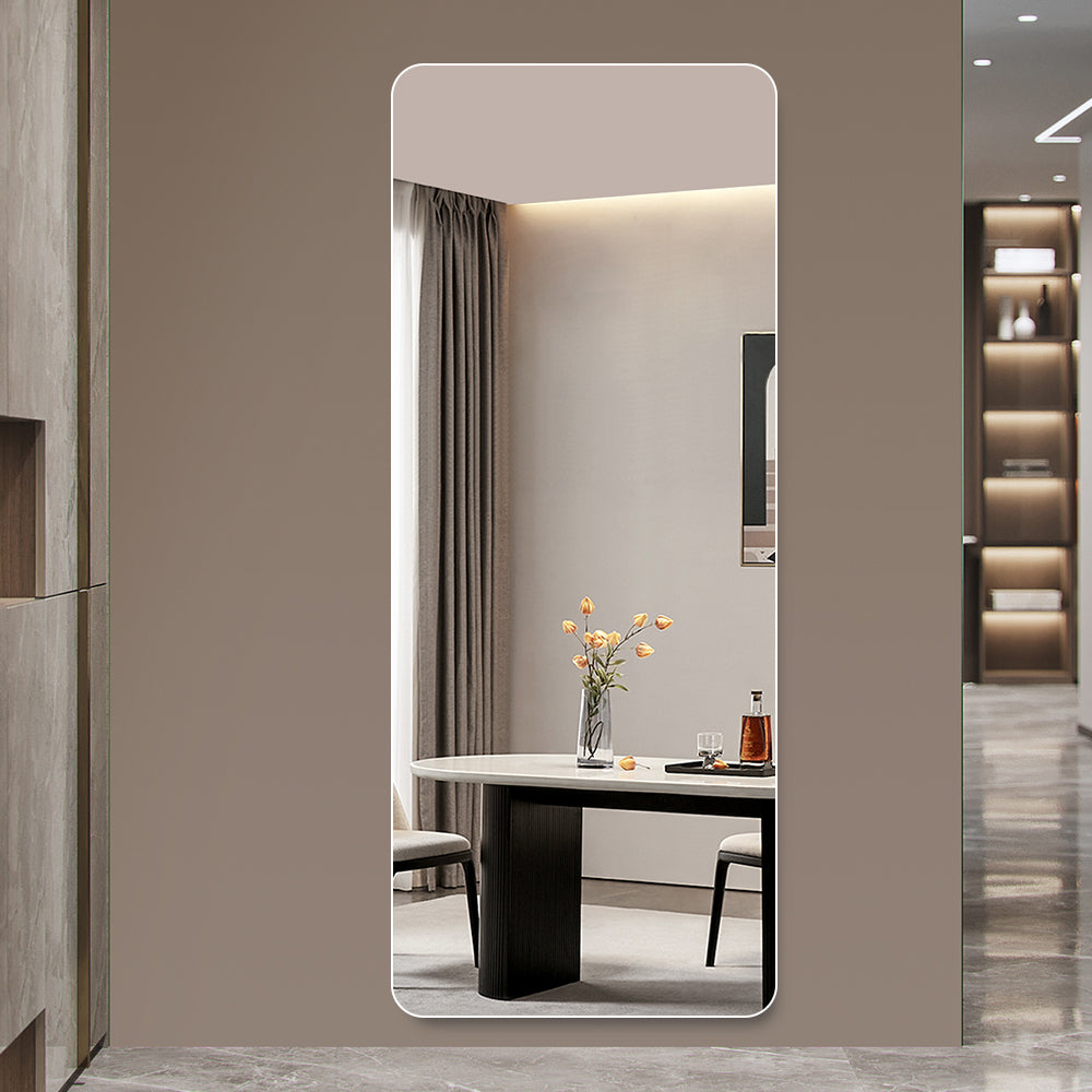 60x15inch Full Body Mirror for Living Room Bedroom Cloakroom Wall-mounted round-angle dressing mirror  Aviation grade aluminum