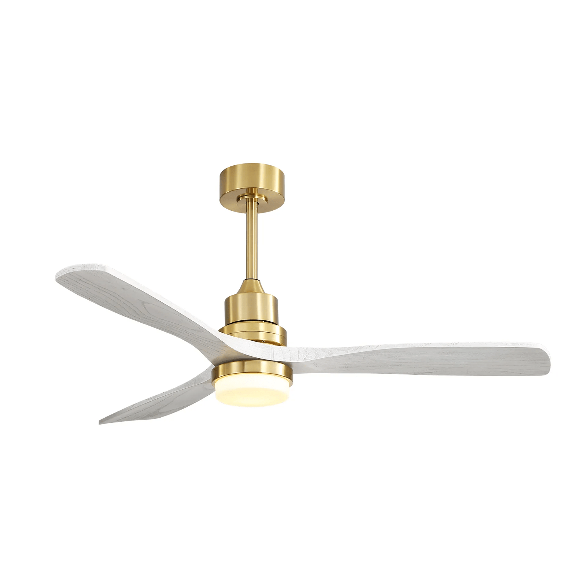 52 Inch Ceiling Fan With Dimmable Led Light 3 Solid Wood Blades Remote Control Reversible DC Motor For Living Room
