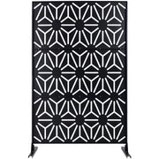 Outdoor & Indoor Privacy Screen Metal Privacy Screen 76' H×48' W, Freestanding Decorative Privacy Screen for Deck Balcony Patio, Privacy Fence Panels for Outside Lawn Garden PS118 BLACK