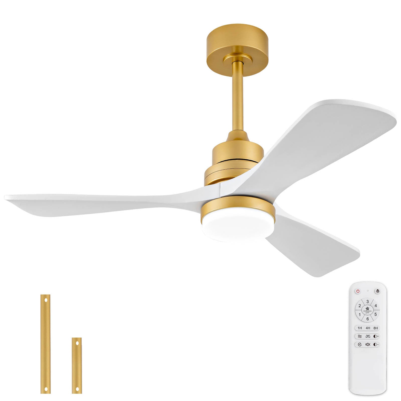 Hot sales 42 Inch Indoor Ceiling Fan With Dimmable LED Light 3 Solid Wood Blades Remote Control Reversible DC Motor