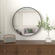 36 Inch Black Metal Framed Round Bathrrom Mirror for Wall.(W2203134079)