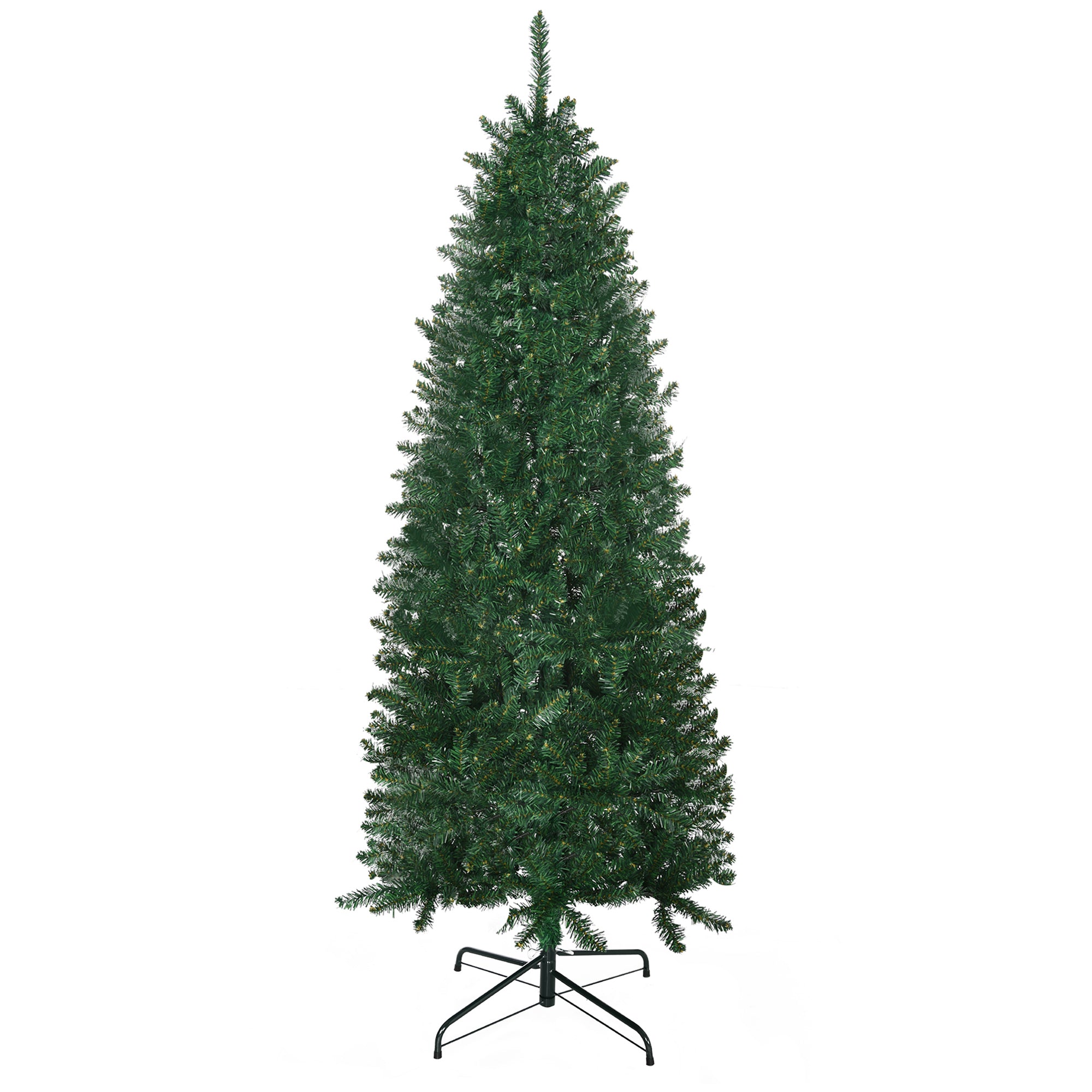 HOMCOM 6' Tall Unlit Slim Fir Artificial Christmas Tree with Realistic Branches, and 583 Tips, Green