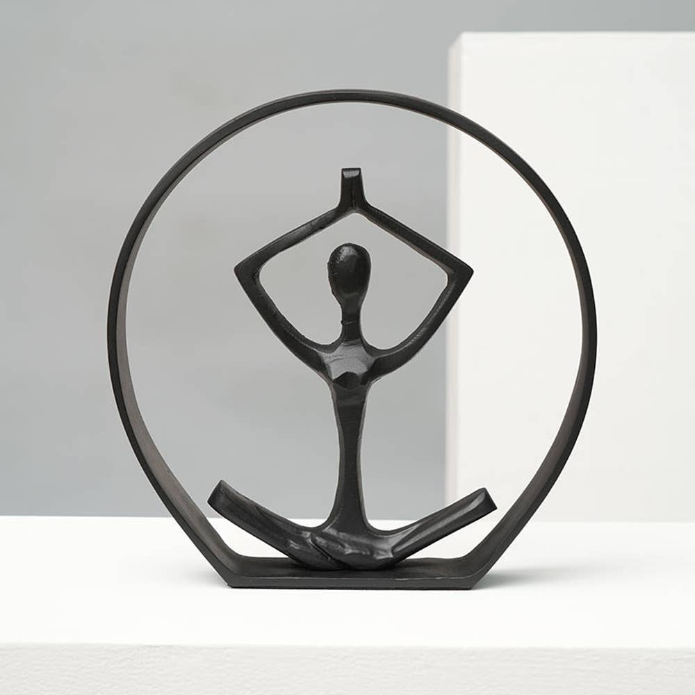 Black Aluminum Yoga Pose Sculpture Figurine–10x1.5x10'