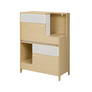 Furniture Style Multi-use Natural Cat Litter Box House with Flip-down Door, MDF & Metal, 31.4' x 15.7'
