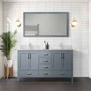 Dark Grey Double Bath Vanity 72 in. W x 22 in. D, Carrara Marble Top, and Faucet Set