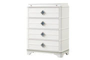 Laguna Modern Style 4-Drawer Chest Made with Wood, Hidden Jewelry Drawer and Crystal Accents in White  same asG150108979  ( NJ inventory)