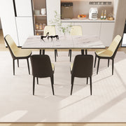 47'-63' expandable dining table set for 2-6 people, equipped with PU fabric thick cushioned dining chair and an elegant and spacious dining table , kitchen table and chair set, with black metal legs