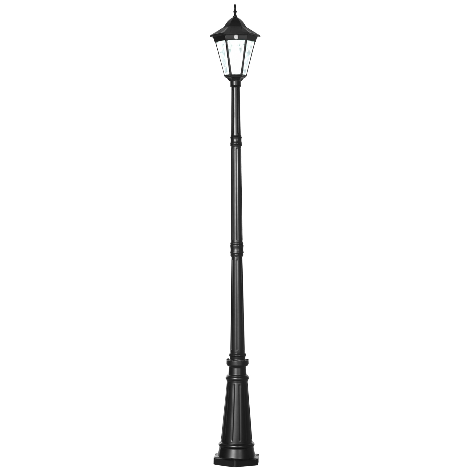 Outsunny 94.5' Solar Lamp Post Light, Dusk to Dawn Vintage Style Street Light, Aluminum Solar Powdered Lamp, PIR Motion Sensor for Garden, Lawn, Pathway, Driveway, Black