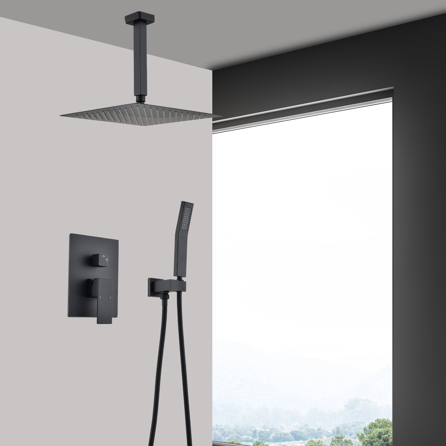 Ceiling Mounted Shower System Combo Set with Handheld and 16'Shower head