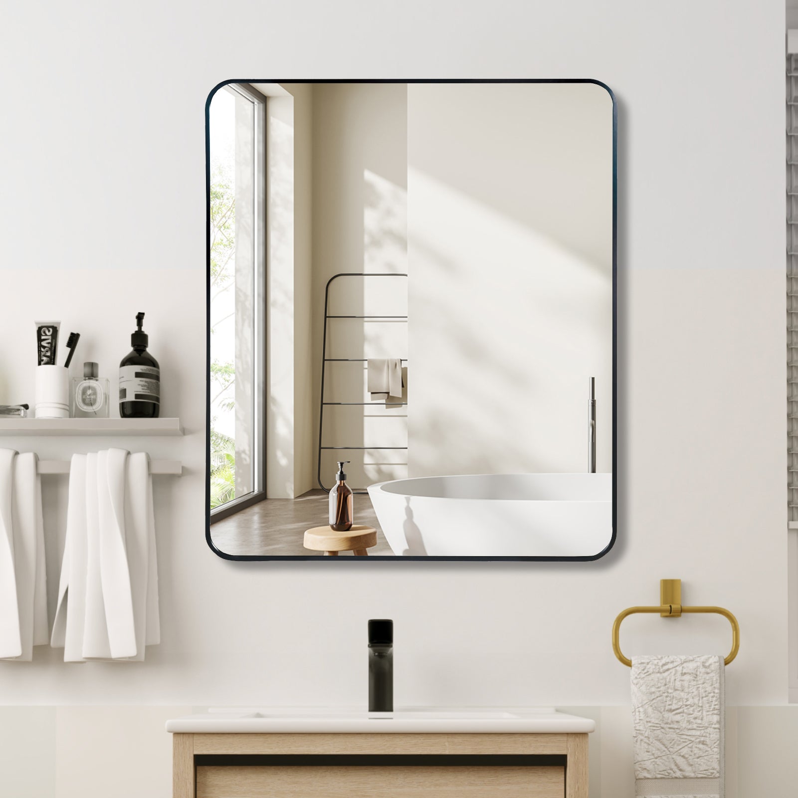 Black 30 'x36' Rectangular Bathroom Wall Mirror