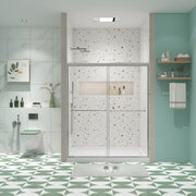 Bypass shower door, sliding door, with 1/4' tempered glass and Chromed finish 44-48'x70'