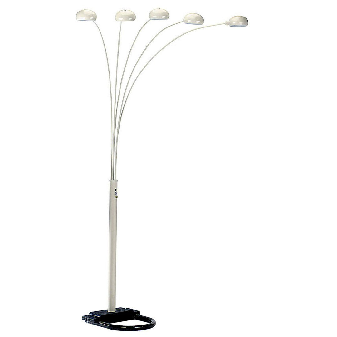 84' Tall Metal Floor Lamp with White finish and 5 adjustable Arch Arms