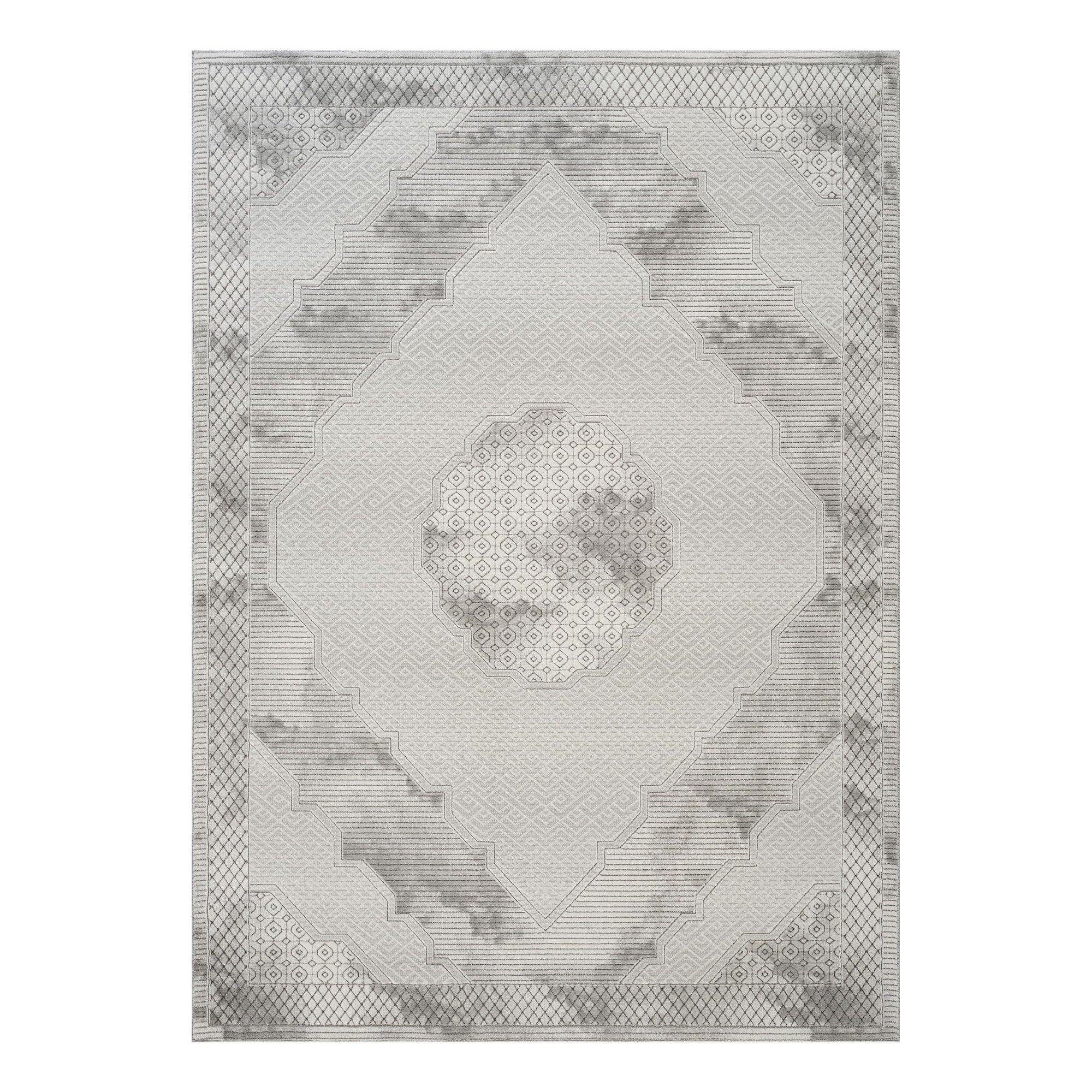 Geometrix GC_DIM1004 Gray 7 ft. 10 in. x 10 ft. 6 in. Medallion Area Rug with Geometric 3D Effect