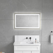 40 x 24 Inch LED Bathroom Mirror with Front and Backlight, Wall Mounted Vanity Mirror with Aluminum Frame, Anti-Fog, Memory, 3 Colors, Stepless Dimmable