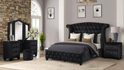 SOPHIA Full 4 Pc Vanity Upholstery Bedroom Set Made With Wood in Black(NJ INVENTORY)