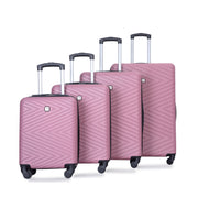 4-Piece ABS Lightweight Suitcase Set with Rotating Wheels and TSA Lock, Pink, 24/28 Inch