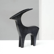 Black Ribbed Deer Sculpture Aluminum Table Décor, 6X1X6.8'