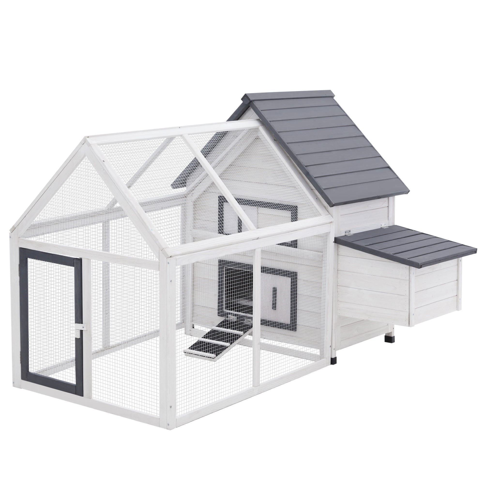 65' Chicken Coop Wooden with Detachable Run, Outdoor Chicken House Poultry Cage Hen with Nesting Box, Removable Tray, Roosting Bars, Ramp, for Garden Backyard
