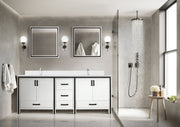 White Double Bath Vanity 84 in. W x 22 in. D, White Quartz Top and Faucet Set
