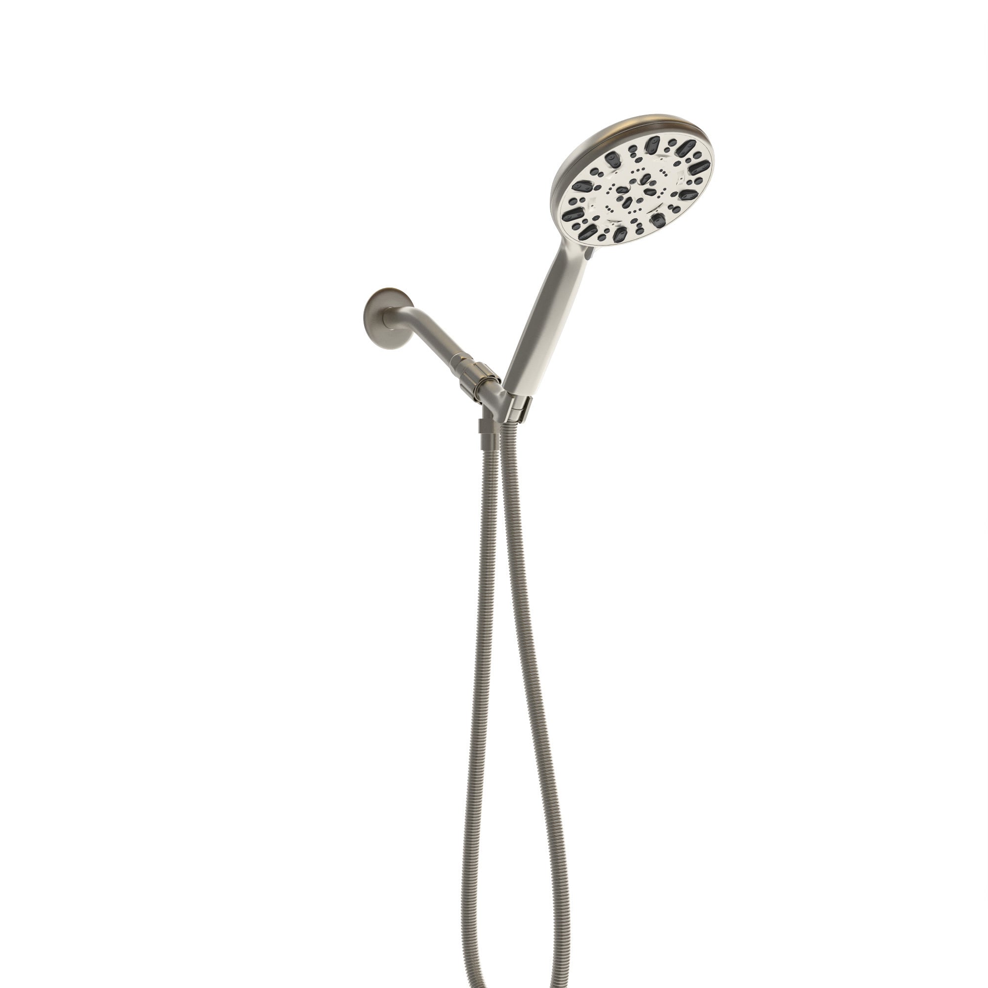 Multi Function Adjustable Hand Shower - 7-Function Hand Shower, Brushed Nickel, Plastic, Wall Mounted