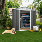Outdoor Storage Sheds 6FTx4FT Apex Roof Grey With Base Frame